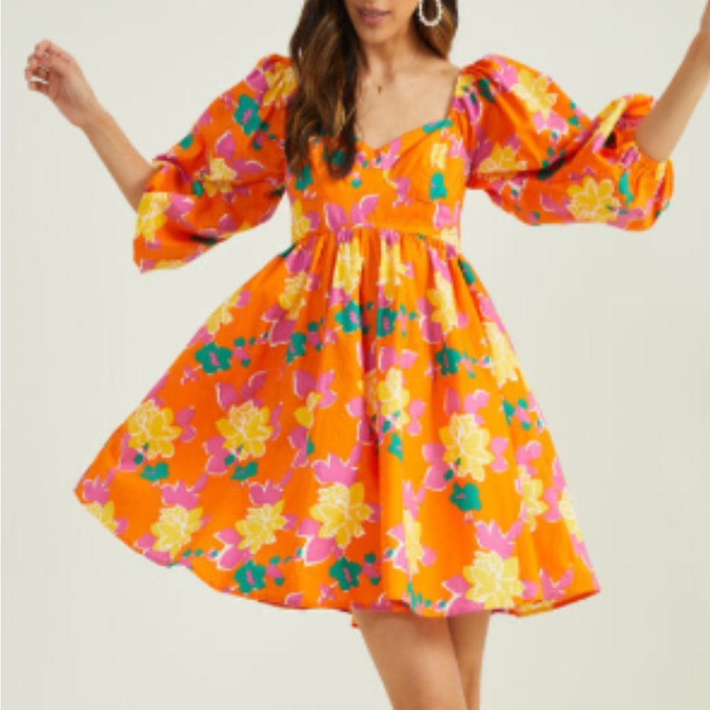 Altar'd State Vibrant Floral Mini Dress w/ pockets